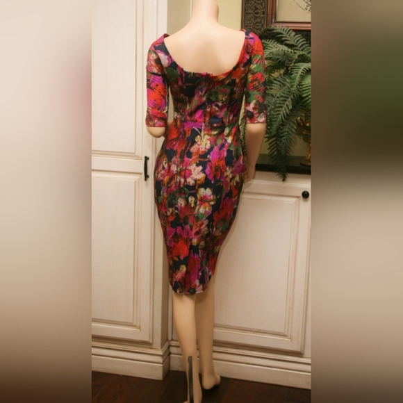 ERDEM MELANIE SCOOPBACK YSTAD FLORAL 3/4 SLEEVE PENCIL DRESS UK10/US6 NWOT - Picture 9 of 16